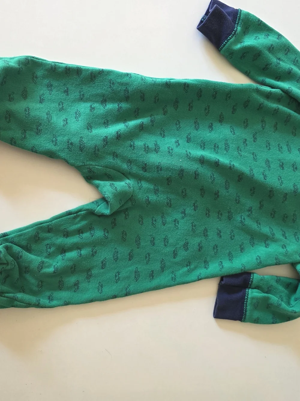 Carter's Green Footed One-Piece with Turtle Applique and Navy Trim